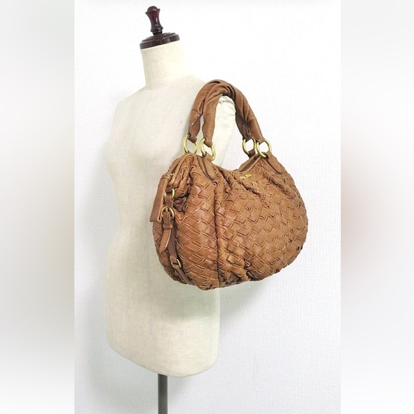 Miu Miu Brown Woven Hobo Bag - Picture 1 of 14